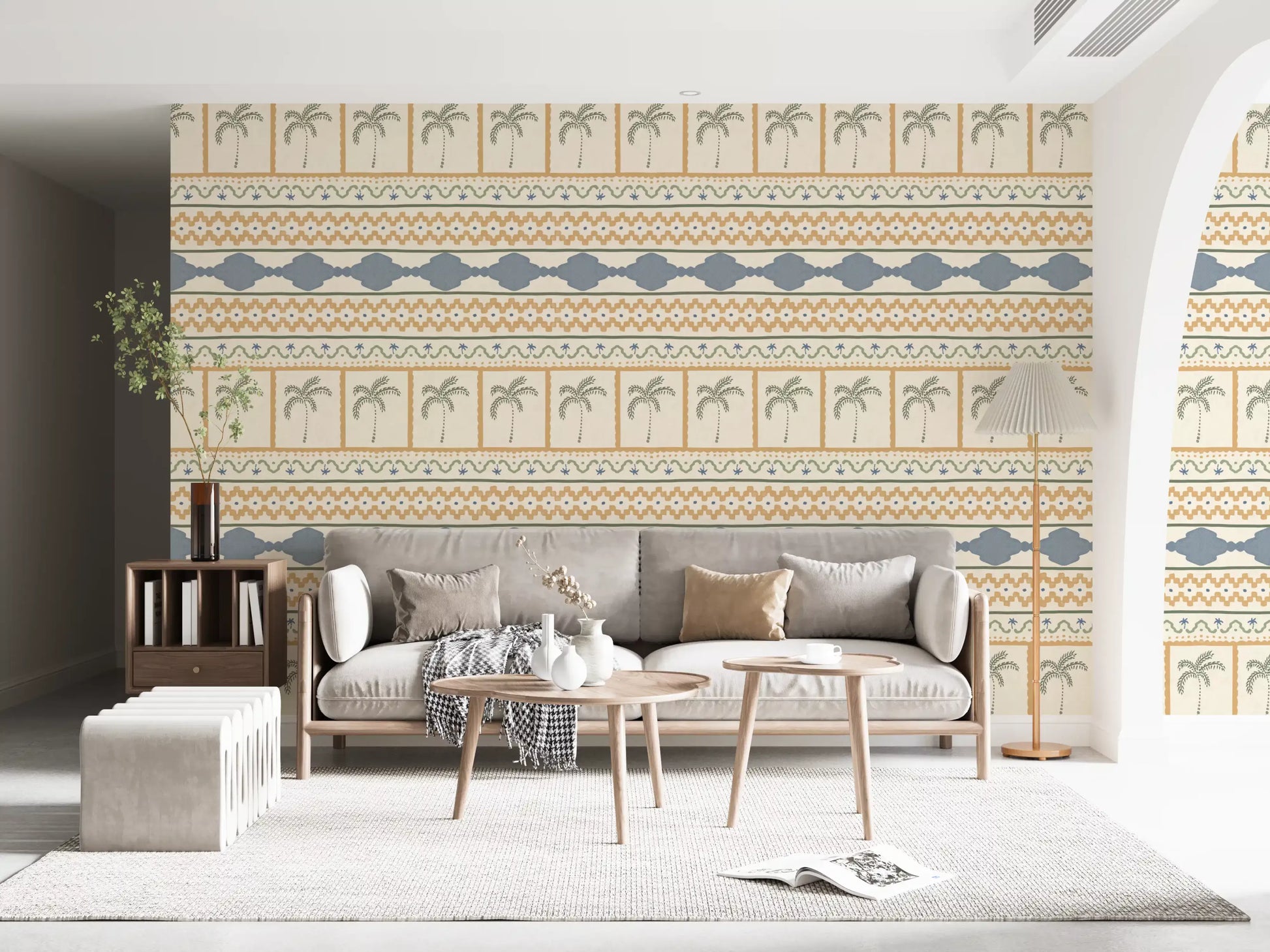 Sitting space complementing the Marrakesh Ornament Textile wallpaper