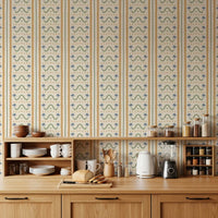kitchen featuring the Marrakesh Striped Ornament Wallpaper.
