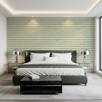 Tile-style cross links give the Zellige Cross Ornament wallpaper a calm rhythm.