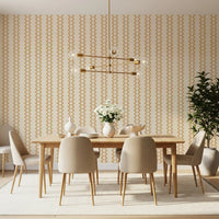 Warm gold tones repeat evenly down this zellige ornament wallpaper.