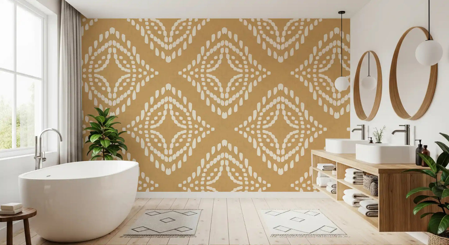 Block Print Ornament Sand Canvas Wallpaper⁠