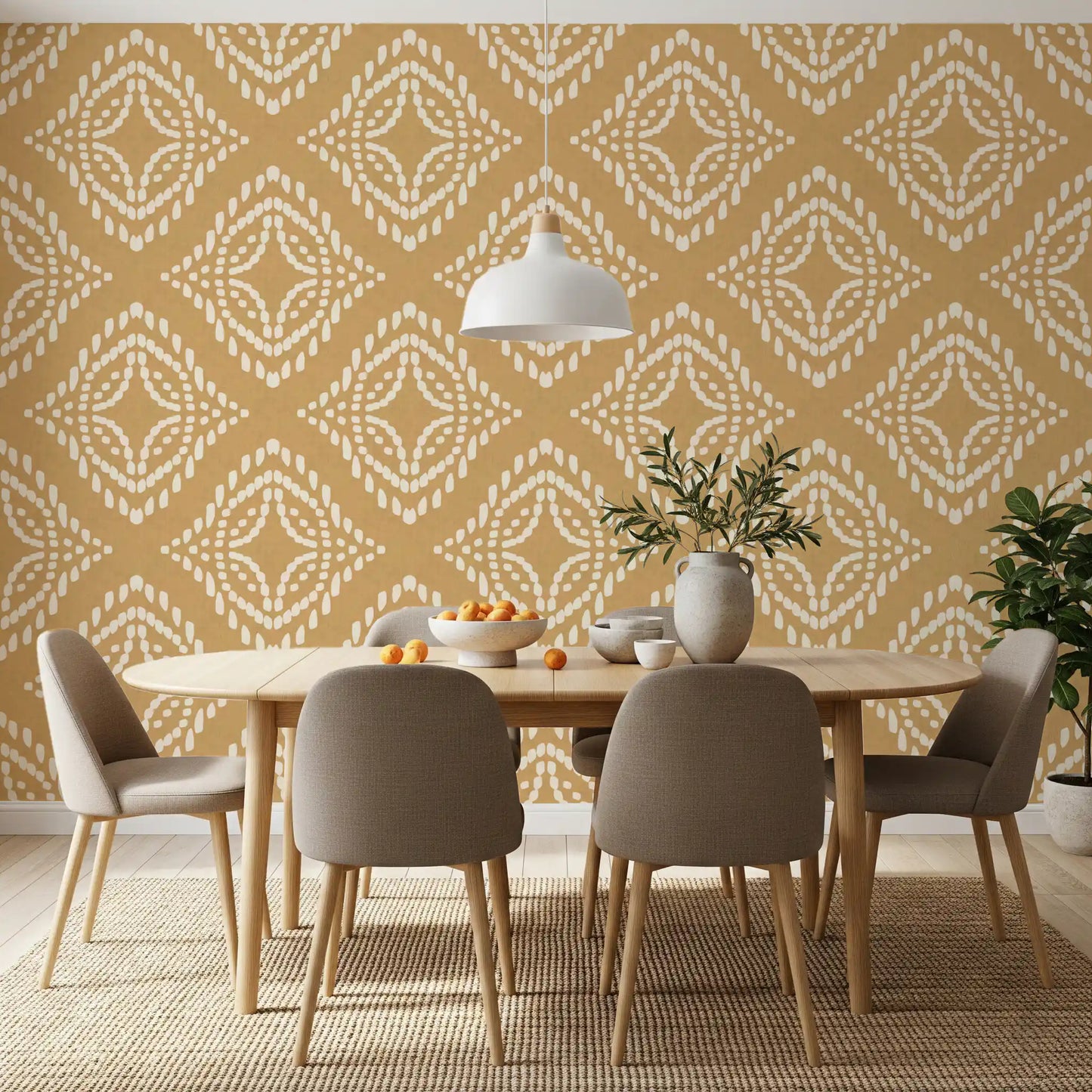 Block Print Ornament Sand Canvas Wallpaper⁠
