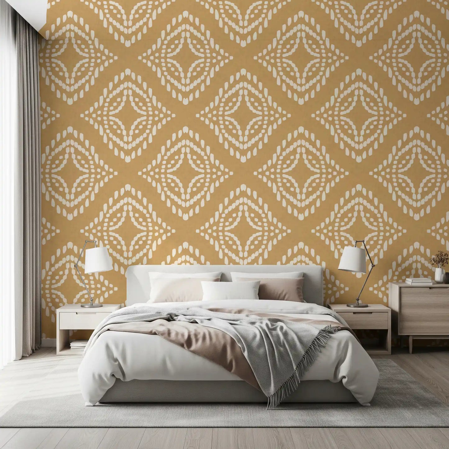 Block Print Ornament Sand Canvas Wallpaper⁠