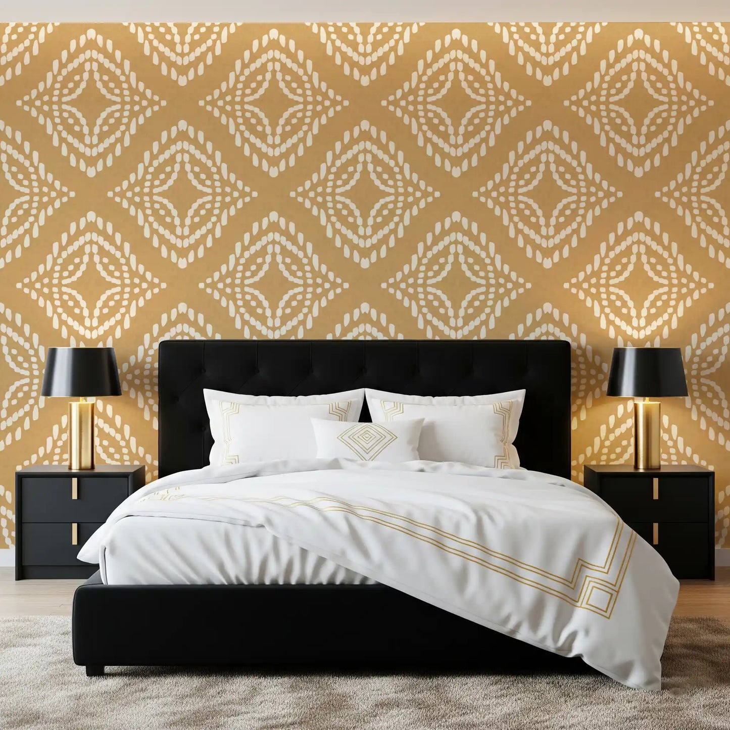 Block Print Ornament Sand Canvas Wallpaper⁠