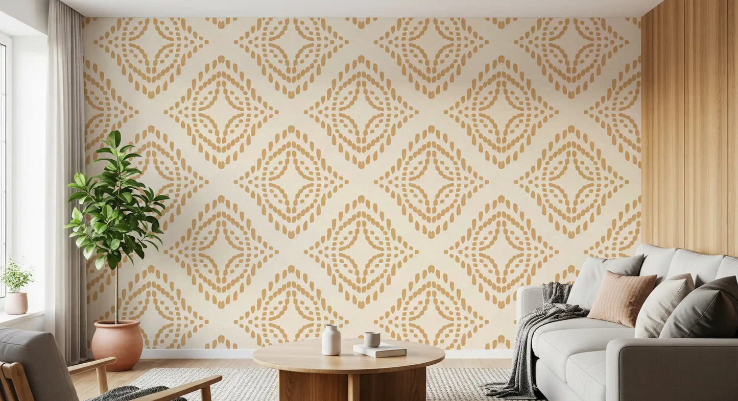 Block Print Ornament Sand Wallpaper⁠