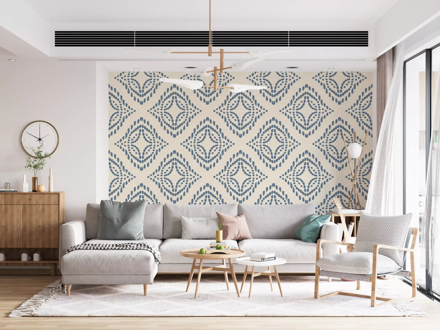 Block Print Ornament Slate Blue Wallpaper⁠