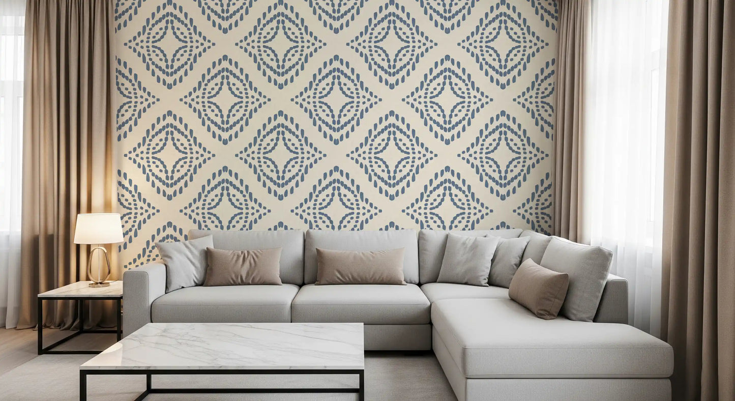 Block Print Ornament Slate Blue Wallpaper⁠
