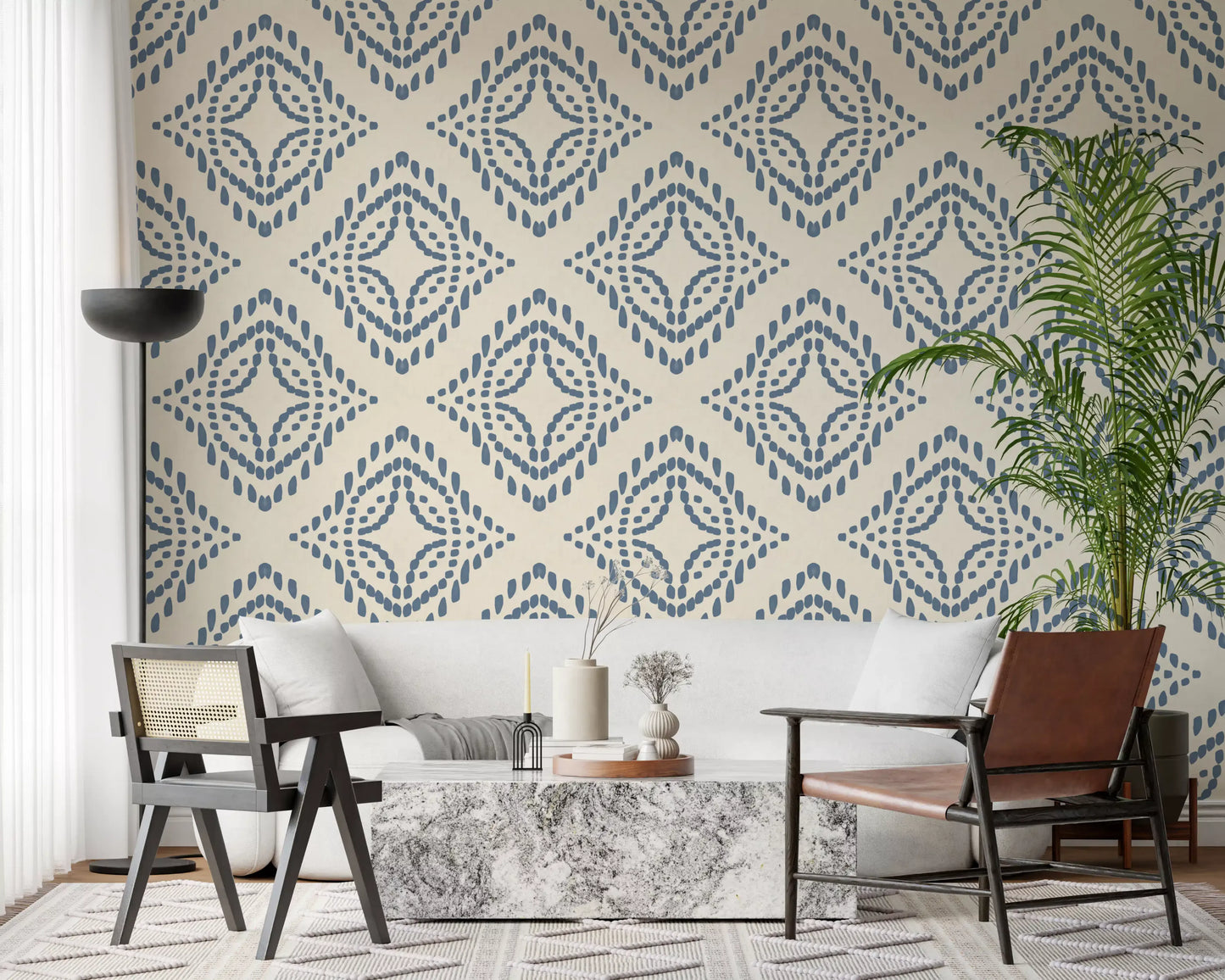Block Print Ornament Slate Blue Wallpaper⁠