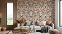 A cream ground keeps the mocha-brown woodland whispers wallpaper warm and clear
