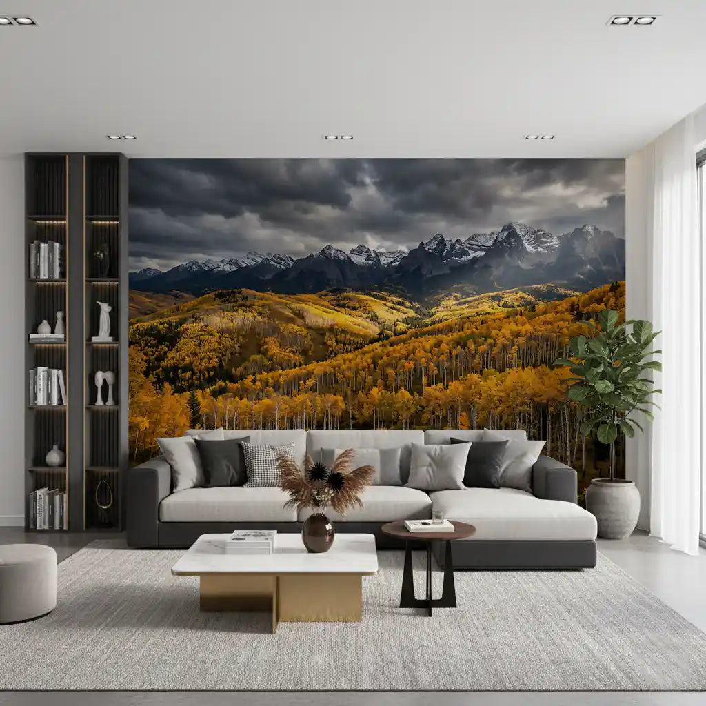 Autumn's Golden Embrace Wall Mural