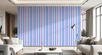 Cool blue and lilac tones give this striped wallpaper a balanced finish