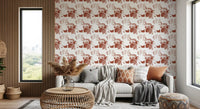 The woven texture under the shapes gives this geometric wallpaper a crafted look