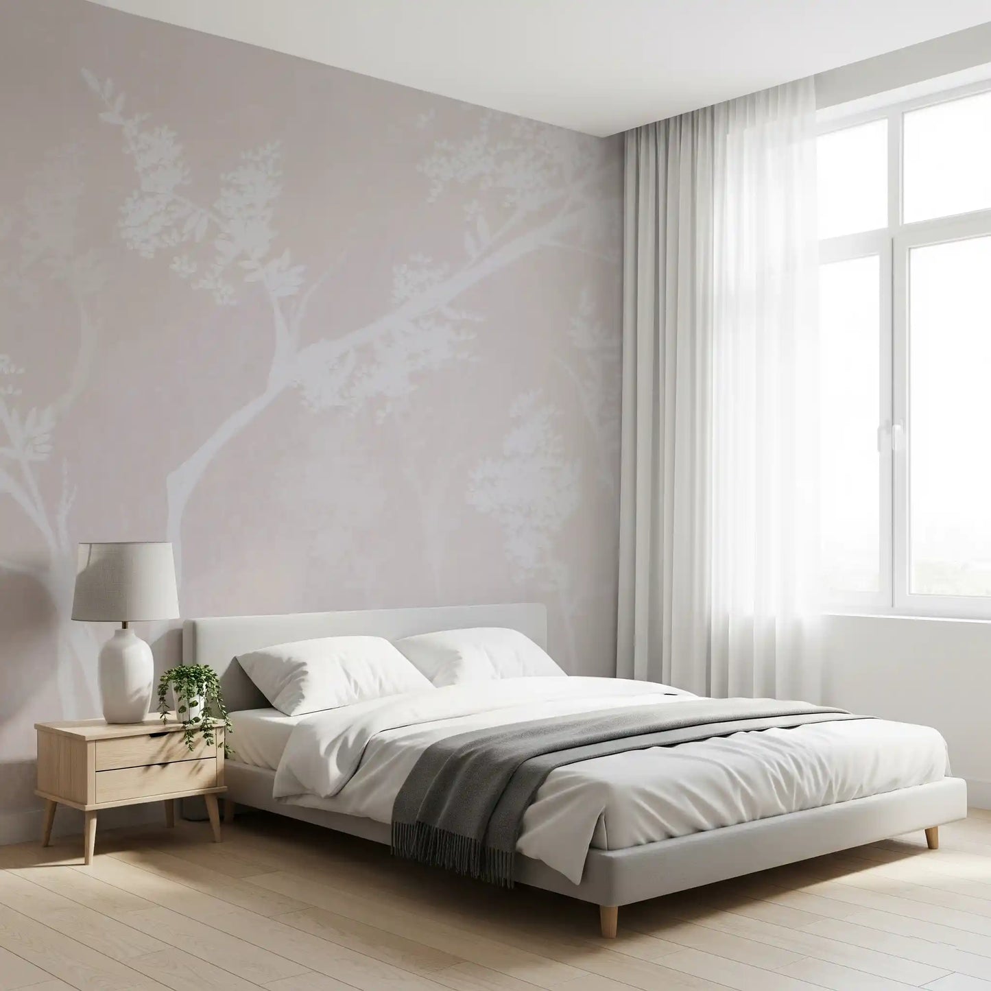 Muted Blossom Canopy Neutrals Wall Mural