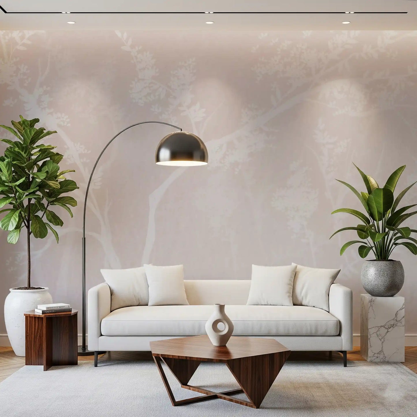 Muted Blossom Canopy Neutrals Wall Mural