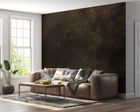 Hazy woodland shadows add atmosphere to the living room wall mural