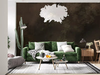 Dark forest mist calms the lounge with this tapestry wall mural