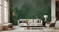 Dense leaf clusters build depth in the Emerald Canopy Forest wall mural.