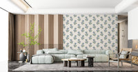 Green and blue motif from Azure Petal Harmony wallpaper in a quiet guest Living room 