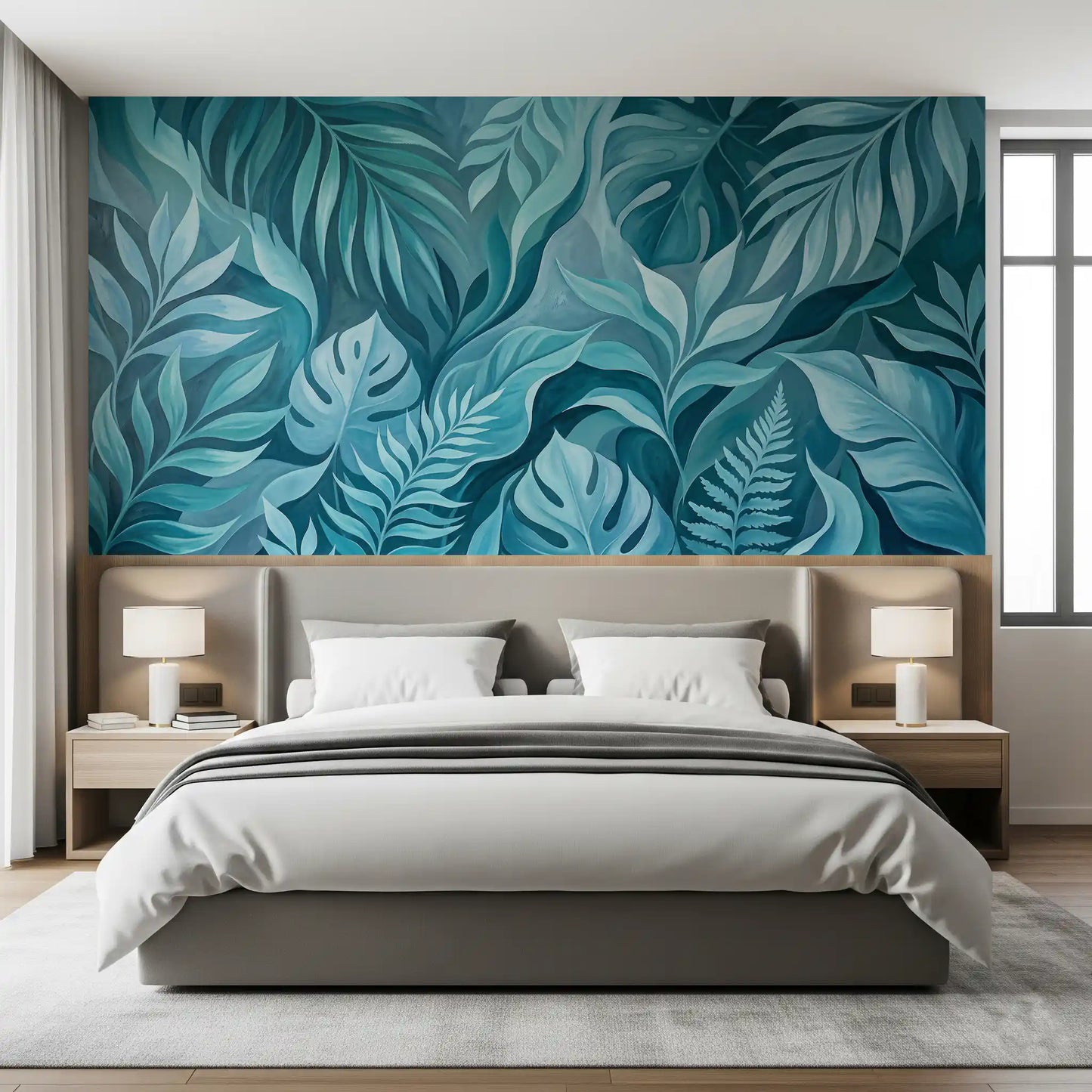 Teal Tropical Canopy Wall Mural