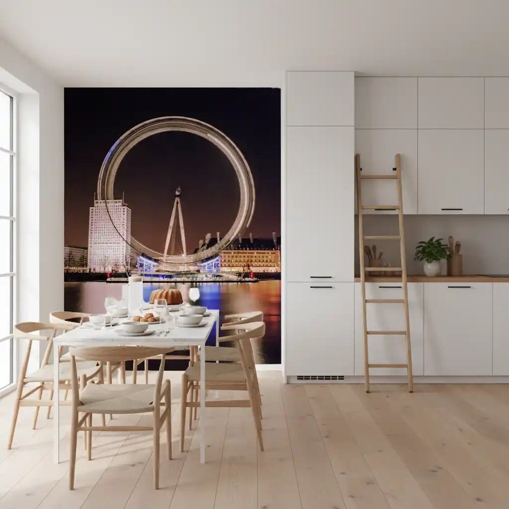 Deep night palette keeps the Night Spin wall mural calm and modern
