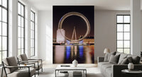 Blue and amber night tones lift a Lounge  space in this London Eye wall mural