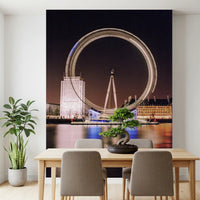 Night-lit London Eye scene anchors a dining room as a Timeless Night Spin wall mural