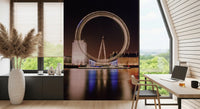 Calm after-dark city mood fills a Work room via this London Eye wall mural