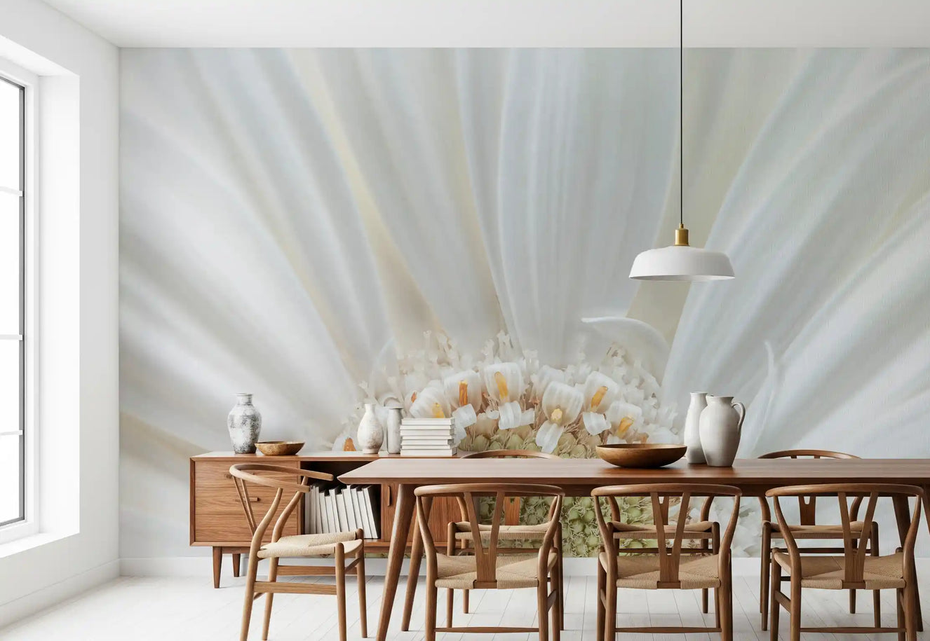 White Petal Radiance Wall Mural