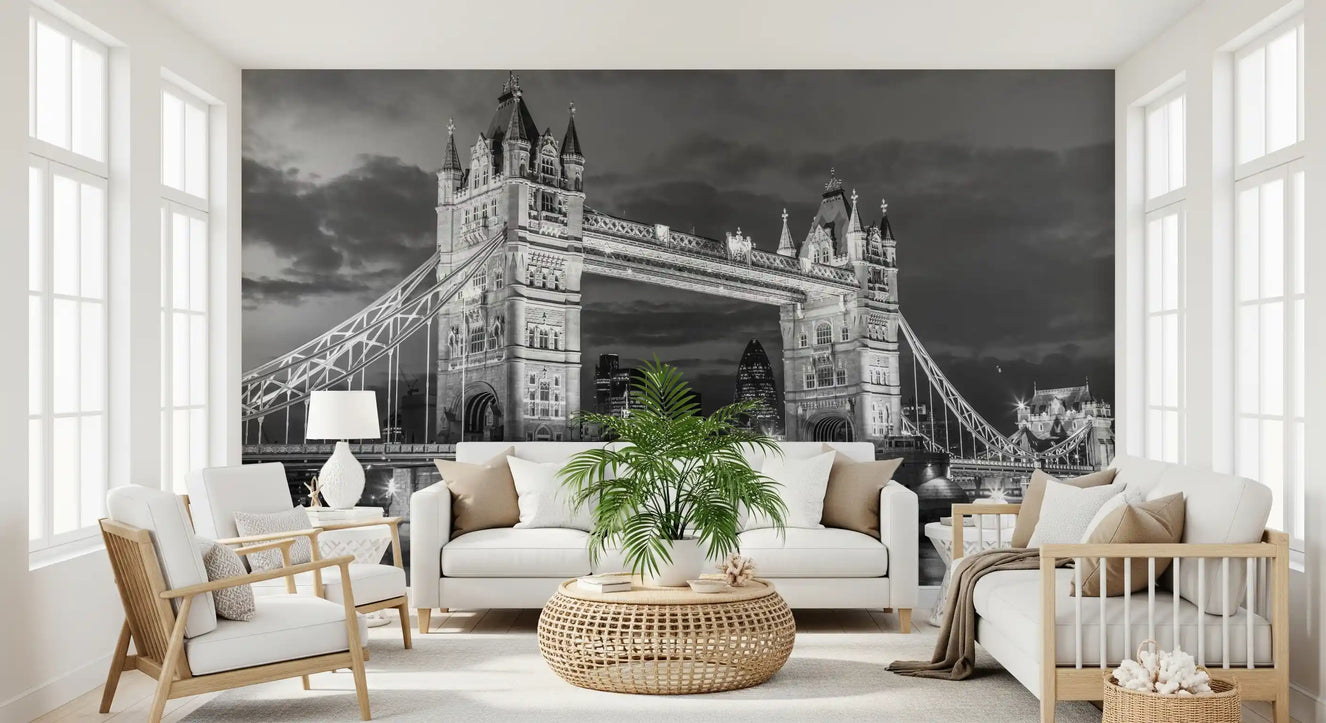 Monochrome London: Tower Bridge Glow Wall Mural