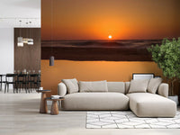 Golden Ocean Horizon wall mural showing a low sun over calm surf.