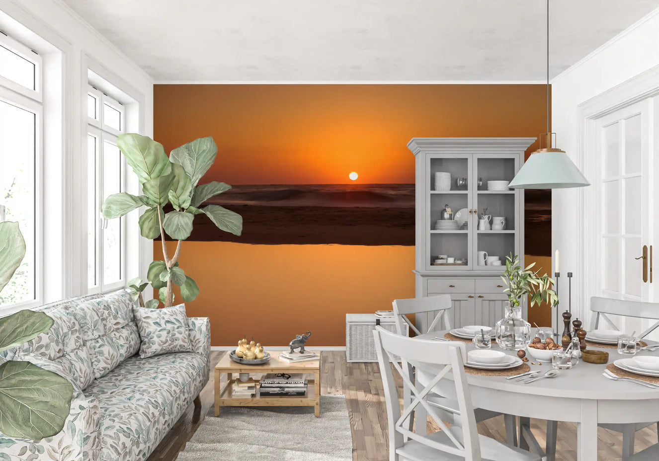 Golden Ocean Horizon Wall Mural