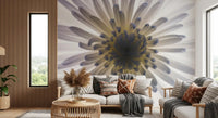 A living room feels lighter and warmer with the Luminous Petals wall mural