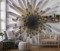 Cool violet tips edge the slender florets of the Luminous Petals wall mural