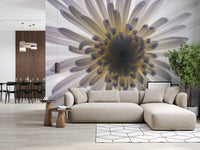 Warm core light lifts an entryway dressed in the Luminous Petals wall mural
