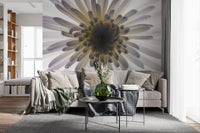 Floral detail freshens a Hallway  beside the Luminous Petals wall mural