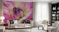 Folded inner buds cluster at the very middle of the dahlia blossom wall mural.