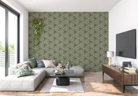 Tiny ivory dots mark each point where the triangle lines join on the wallpaper