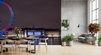 Lit arches and gold line the Dining and living room in this Embankment Reflections wall mural