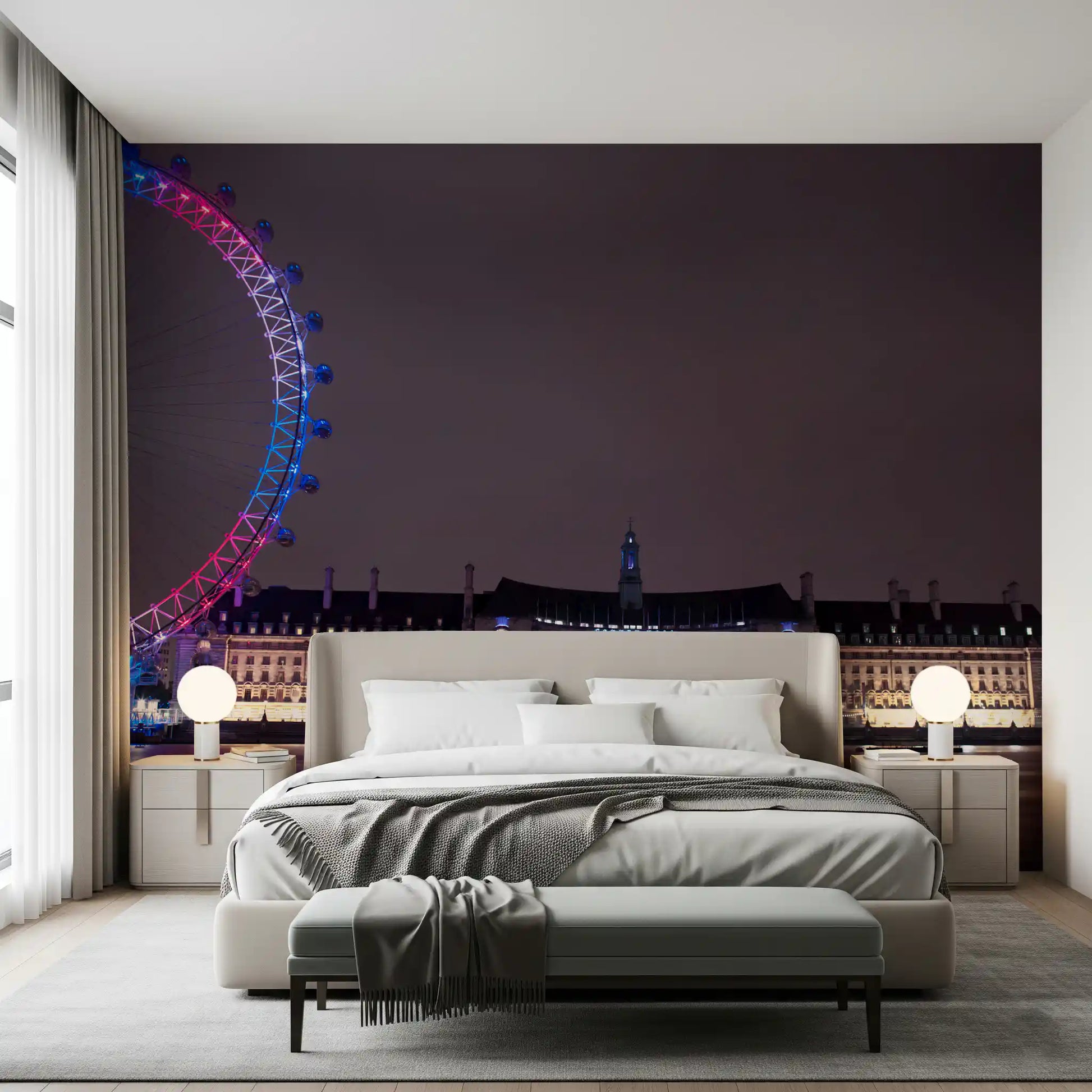 Reflections double the Thames as Embankment shimmers in this Night Glow wall mural