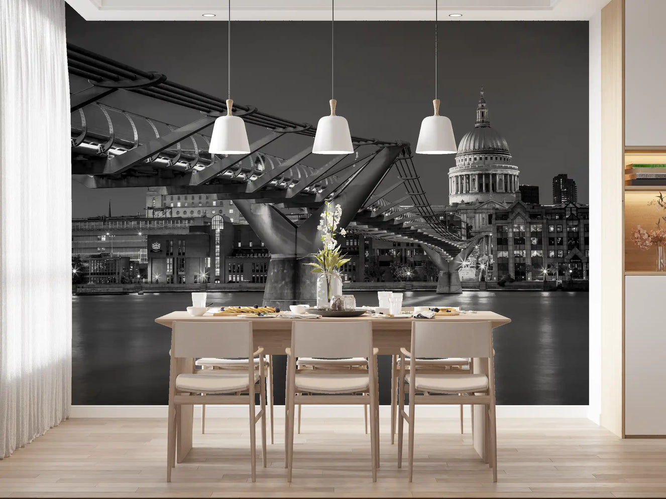 London Millennium Bridge Nightfall Wall Mural
