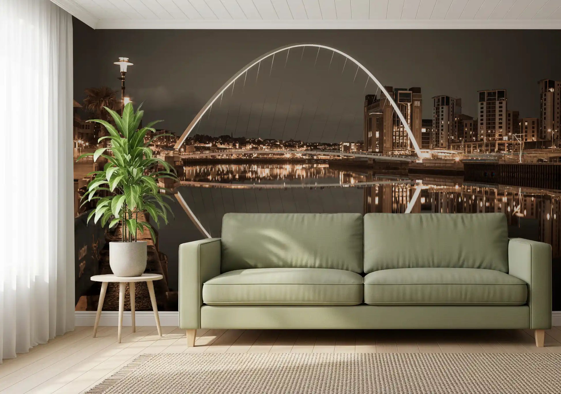 Long hallway gains the curving glow of an arch with this Archway wall mural
