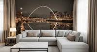 Sepia brown tones unify sky, buildings and water in this Archway of Light wall mural