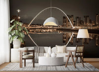 Hushed sepia atmosphere fills a Living room through the Archway of Light wall mural