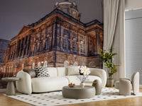Crowning the building, a small dome and clock face top this Nightfall Majesty wall mural.