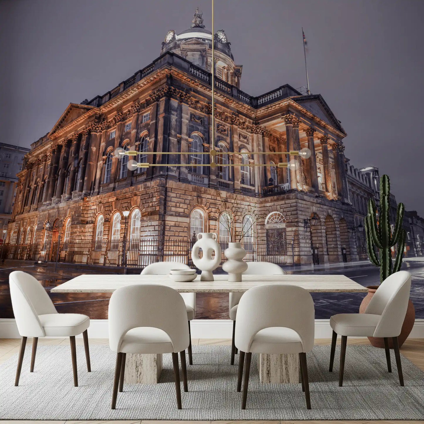 Try the Nightfall Majesty wall mural in a Dining room for moody architectural drama.