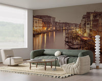 Lantern reflections stretch down the hallway in this Grand Canal wall mural