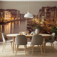 Italian dusk falls into the Dining room by this Canal Glow wall mural