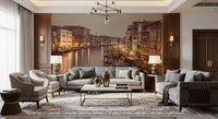Canal lights ripple toward the Hallway under the Venetian Glow wall mural
