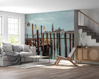 Calm water surface adds quiet to a hallway with this Pier wall mural