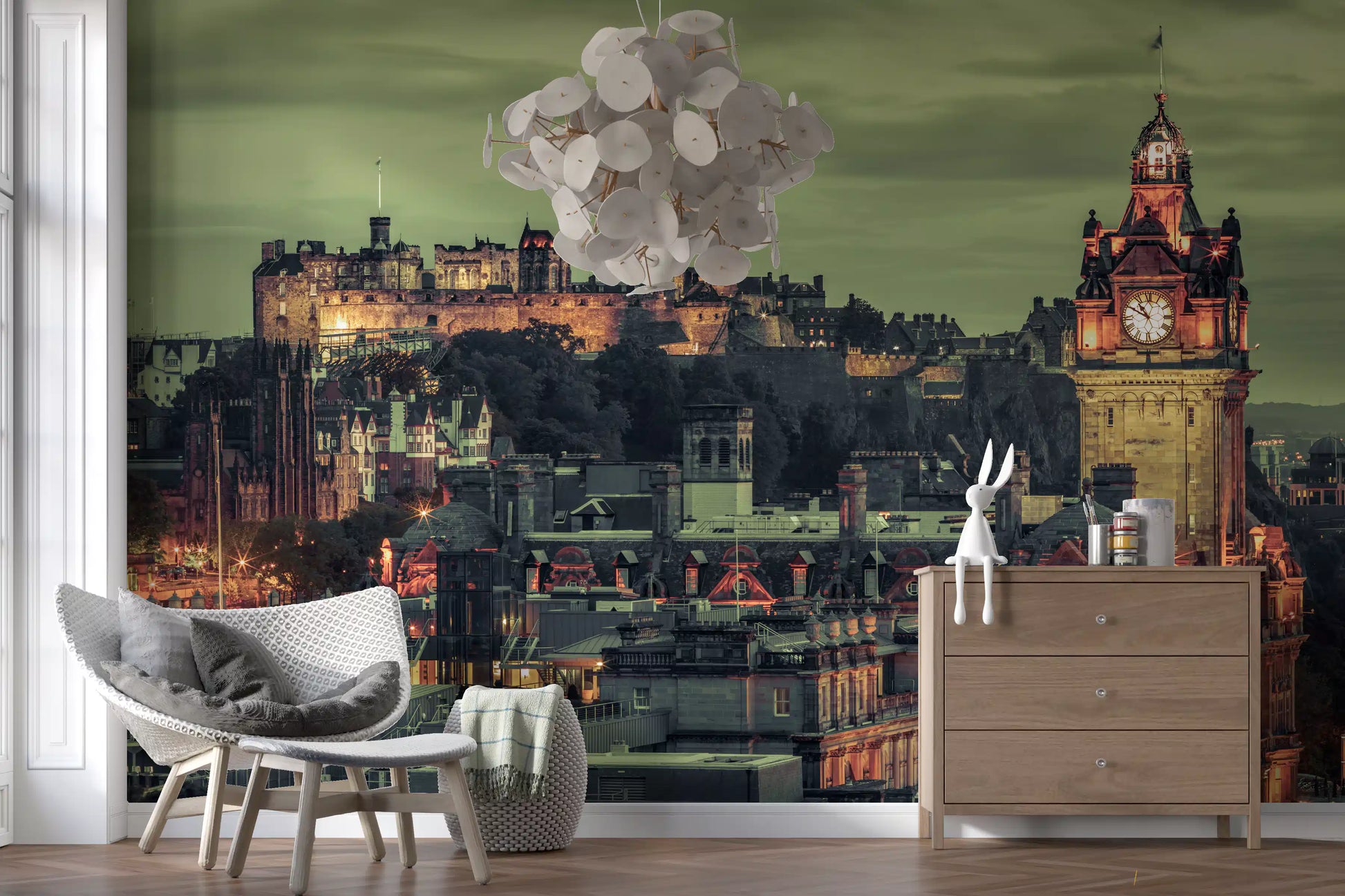 Smoky green-grey sky meets the Hallway above this Edinburgh Castle wall mural.